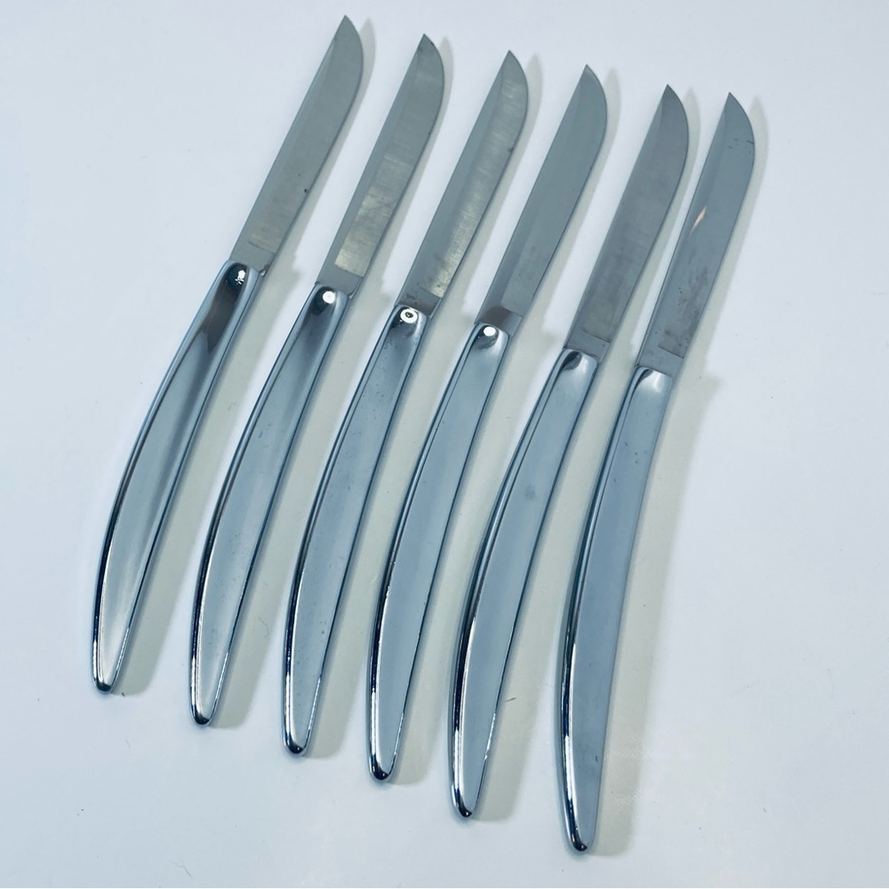 Vintage Carvel Hall Set of 6 Steak Knives Stainless Steel Made in USA Elegant